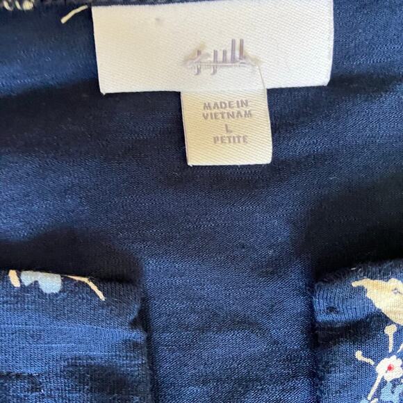 J. Jill Sz LP Sleeveless Navy Floral Print Split Neck Jersey Knit Maxi Dress - Picture 11 of 16